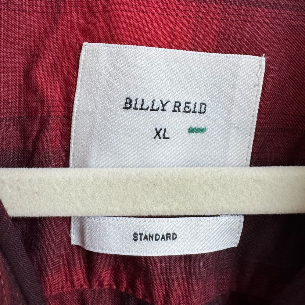 Billy Reid Huckberry Men Button Down Red Plaid Long sleeve XL cotton relaxed - Picture 2 of 9